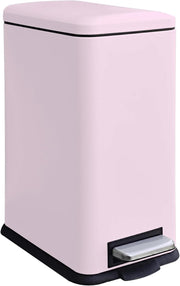 17L Pink Stainless Steel Pedal Bin Slim Bathroom Soft Close Lid