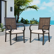 Outdoor Rattan Balcony Chairs Set of 2 with Cushions Weatherproof Patio Seats