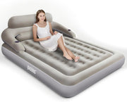 King Air Mattress Built In Headboard Fast Inflate Portable Camping Guest Bed