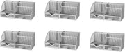 Metal Desk Organiser with 7 Compartments & Drawer – Silver 6-Pack