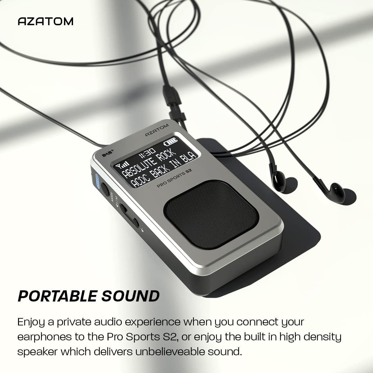 Portable DAB/DAB+ FM Digital Radio with Speaker & Sports Earphones