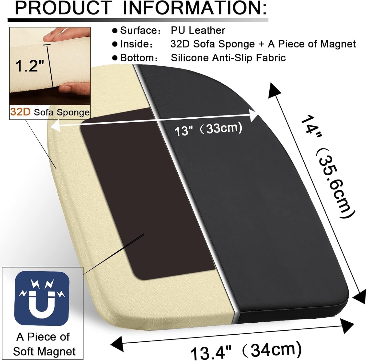Set of 4 U-Shape Chair Cushions PU Leather Anti-Slip Waterproof Pads