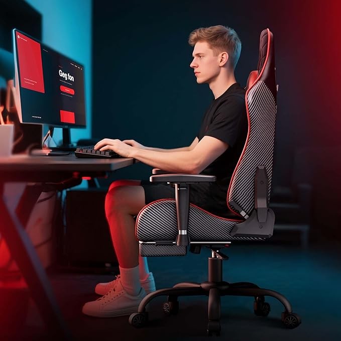 Seenda GCPro-10 Gaming Chair w/ Footrest Black & Red