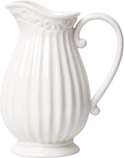10 Inch White Ceramic Pitcher Vase Farmhouse Jug Fresh Flower Home Decor
