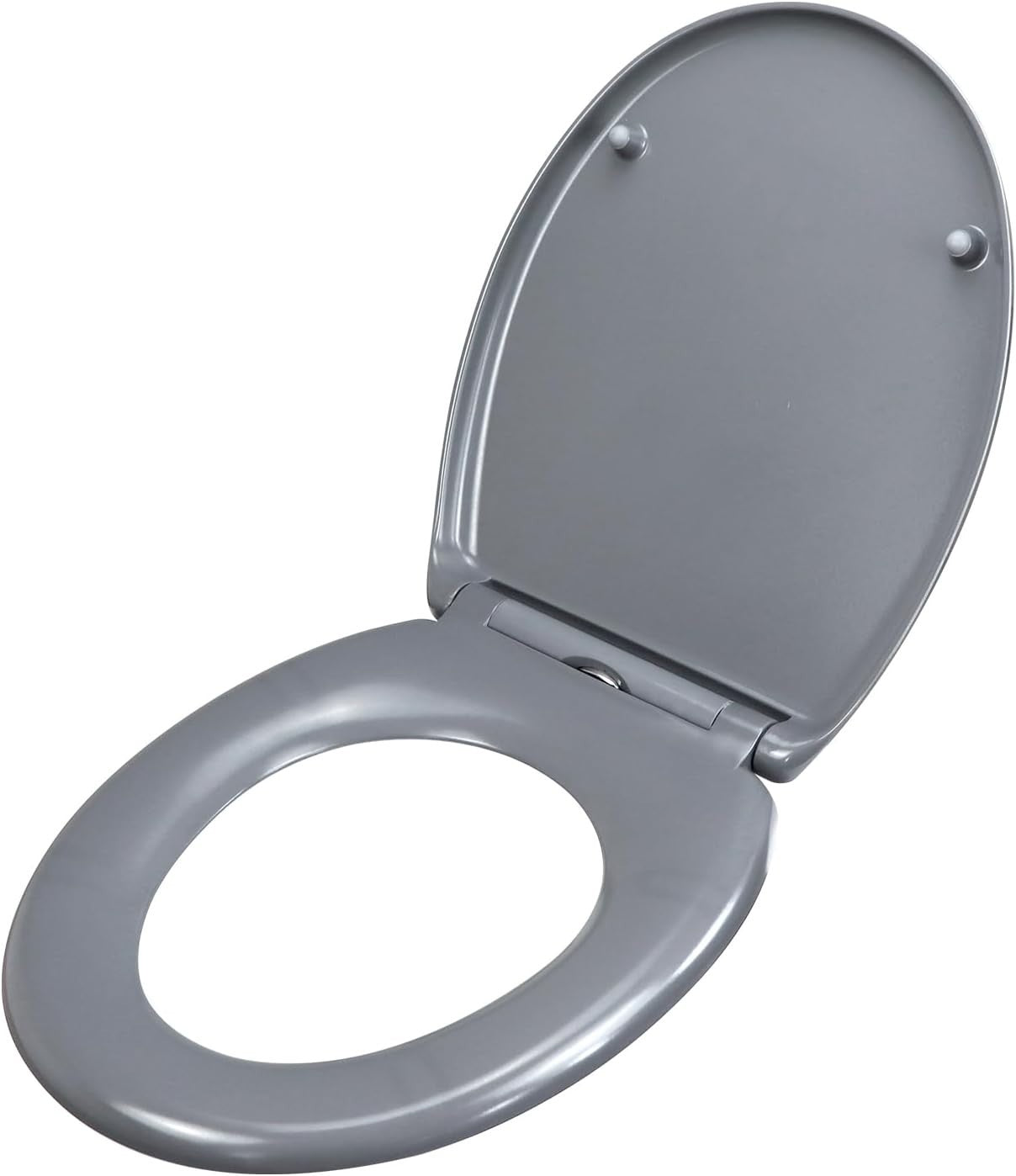 Grey Duroplast Toilet Seat Soft Close Quick Release Top Fix 45x37cm