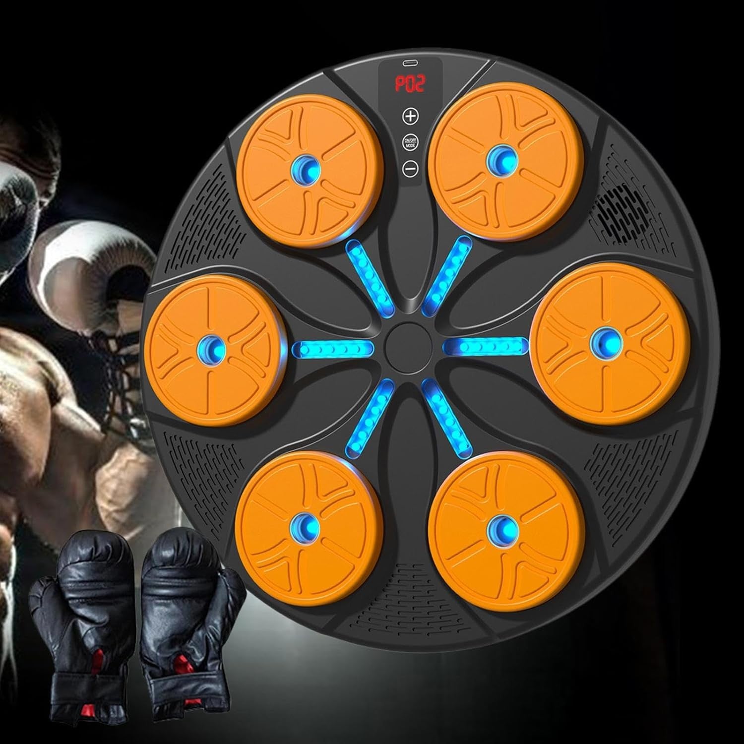 Music Boxing Wall Target LED Punch Trainer Reaction Pad Home Gym Set