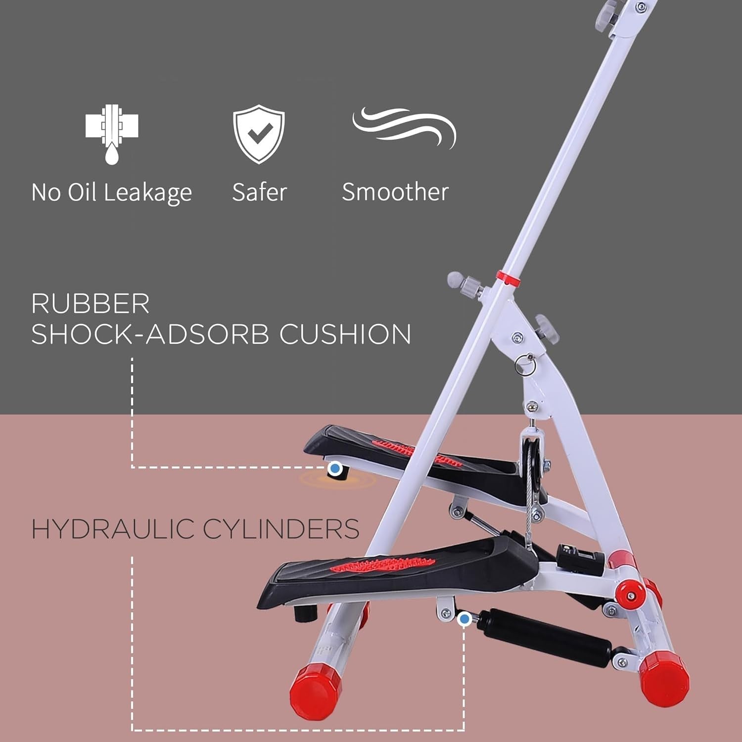 Stepper Exercise Machine w/ Handle & LCD Monitor for Home Fitness Red White
