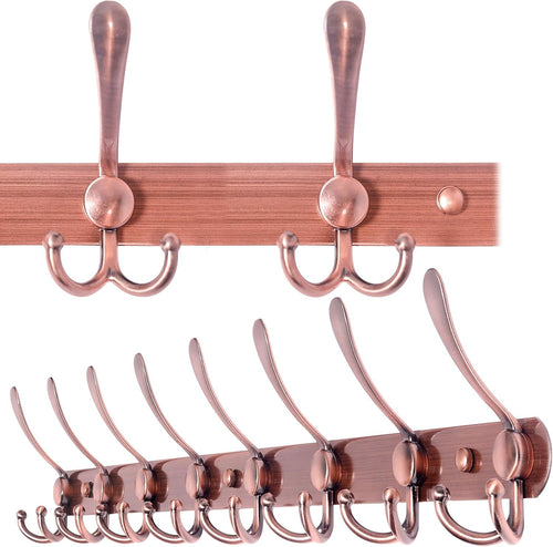 75cm Wall Mounted Coat Rack with 8 Hooks | Antique Copper Hook Rail Hanger