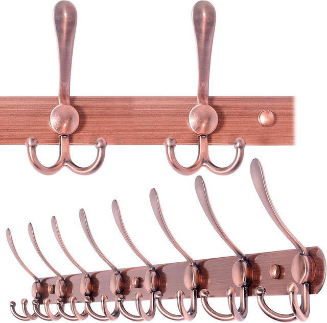 75cm Wall Mounted Coat Rack with 8 Hooks | Antique Copper Hook Rail Hanger