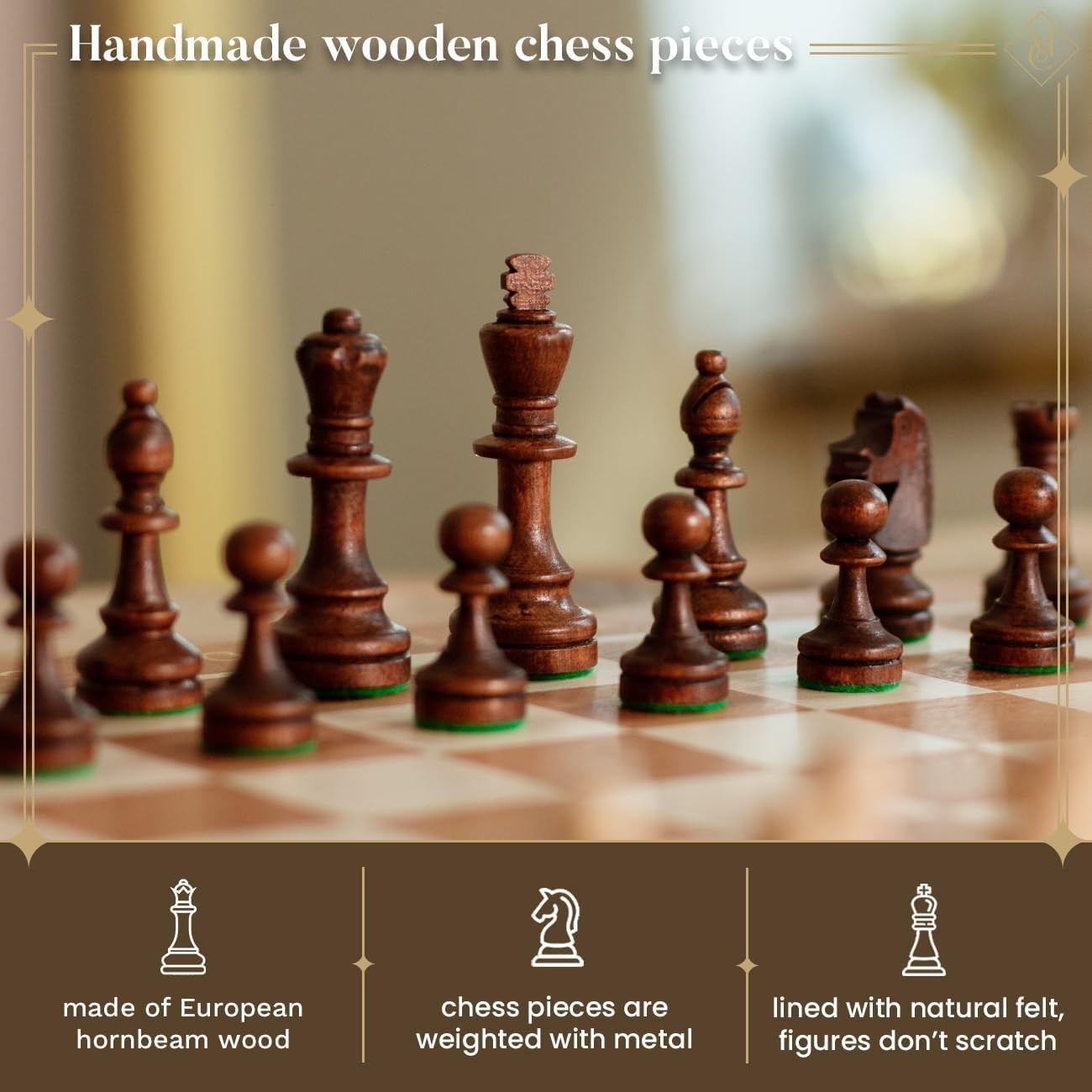 40cm Tournament Wooden Chess Set | Weighted Staunton Pieces | Luxury Inlaid Boar