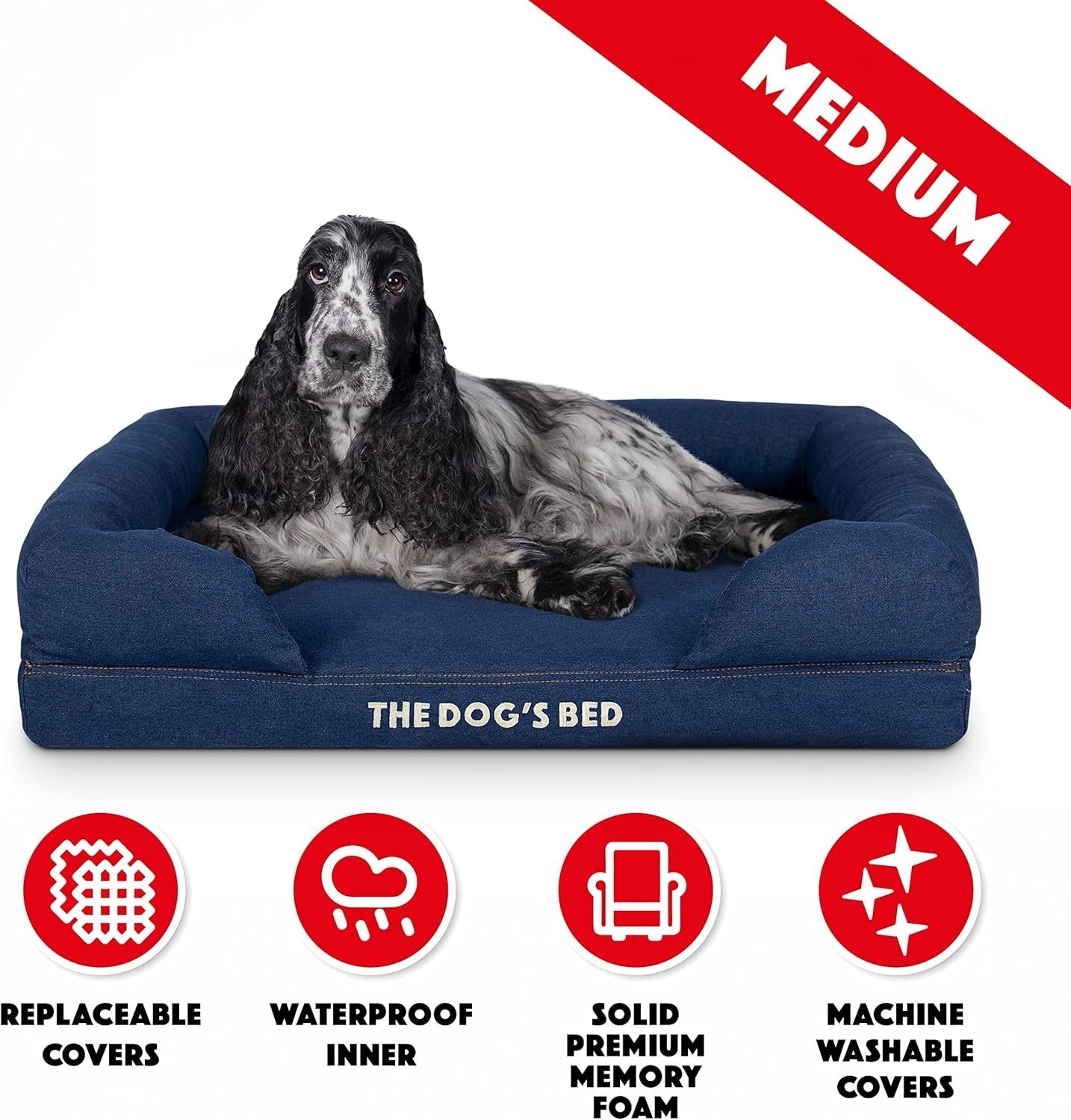 Orthopedic Waterproof Dog Bed Medium Memory Foam 77x60cm