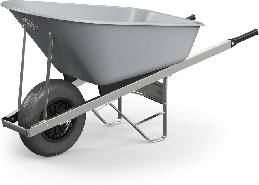 160L 1-Wheel Grey Garden Wheelbarrow – Puncture Proof Slim Tyre w/ Heavy Duty