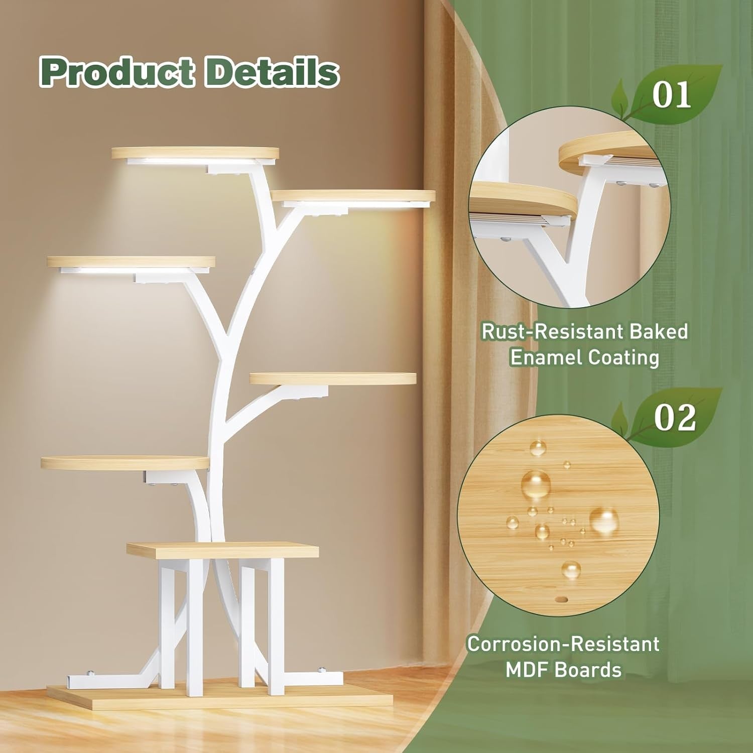 7 Tier Plant Stand with Grow Lights Indoor Metal Flower Shelf Rack for Home Deco