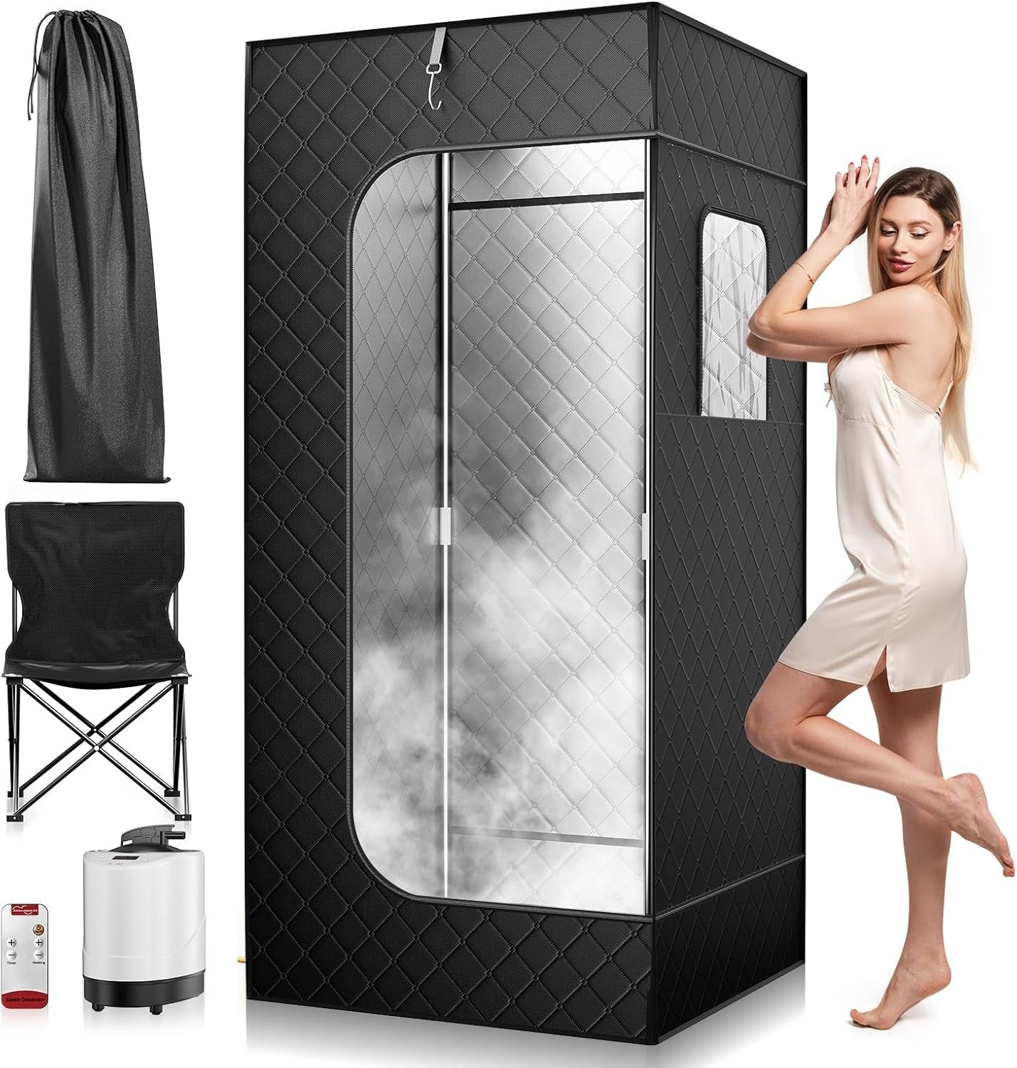 Portable Full Size Steam Sauna Tent 2.6L Fast Heat 9-Level Home Spa Detox Box