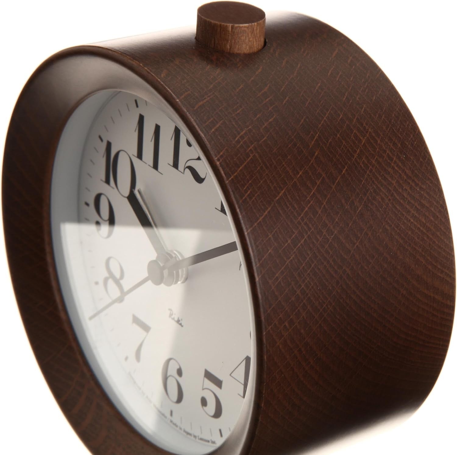 Minimalist Wooden Alarm Clock Silent Quartz Bedside Desk Clock Brown