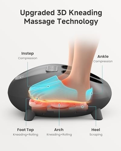 Shiatsu Foot Massager with Heat Deep Kneading & Air Compression 3 Heat Levels