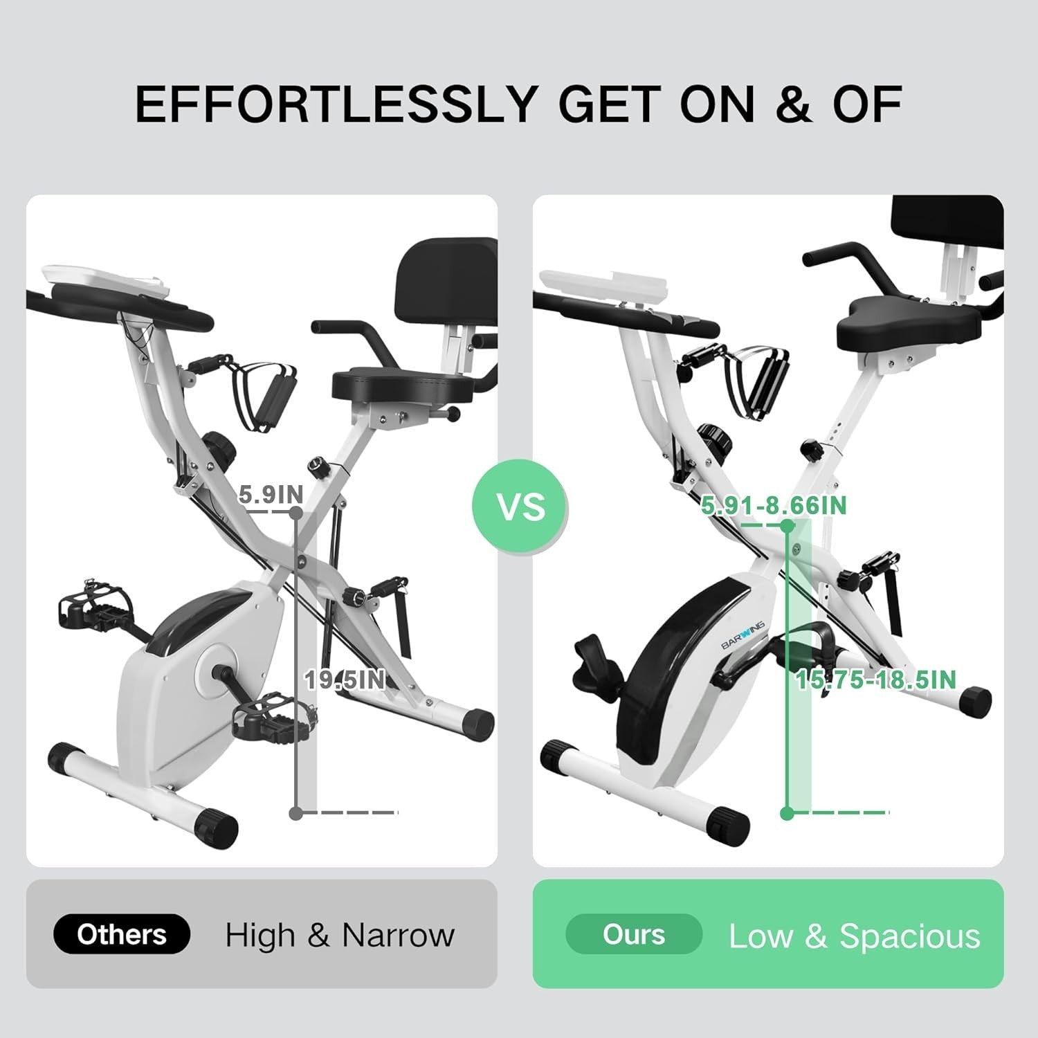 Foldable Magnetic Exercise Bike w/ LCD, Adjustable Seat, Backrest 300lb Capacity