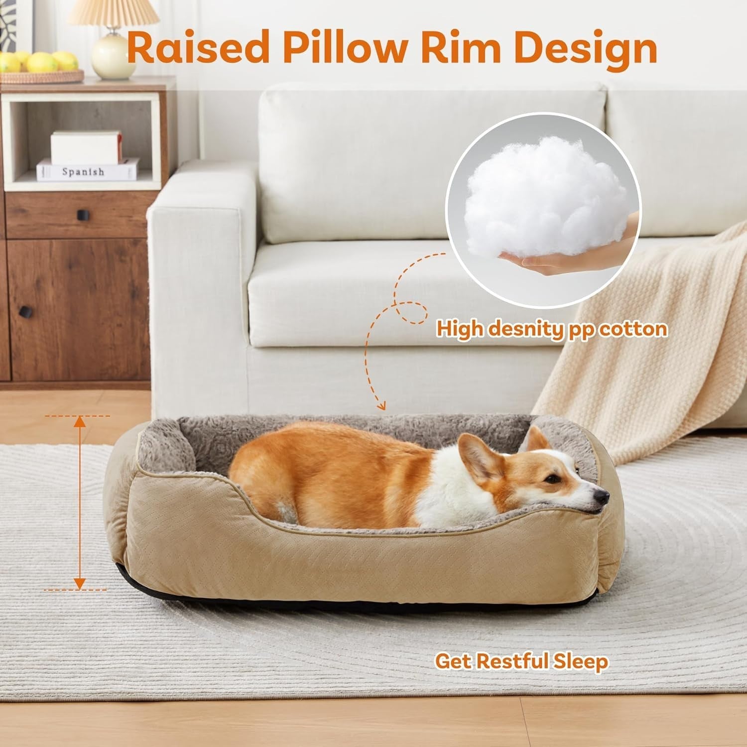 Large Dog Bed Soft Washable Rectangle Pet Bed Anti Slip