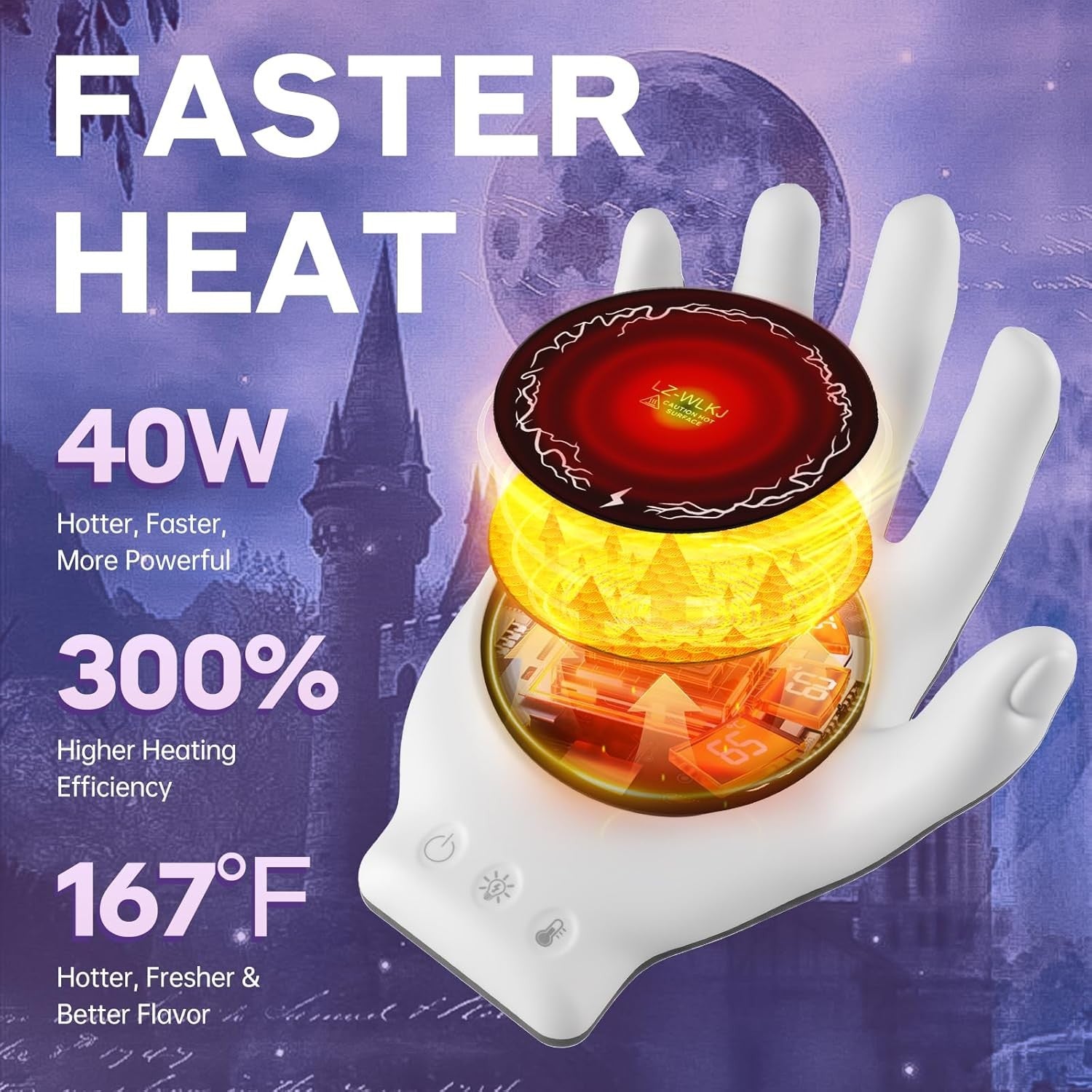 Special Devil Hand Coffee Mug Warmer Set 3 Temp 8H Auto Off