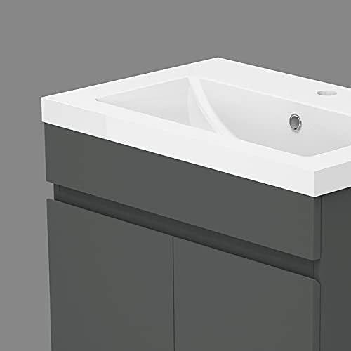 500mm Grey Bathroom Vanity Unit with Basin Floor Standing 2 Door Sink Cabinet