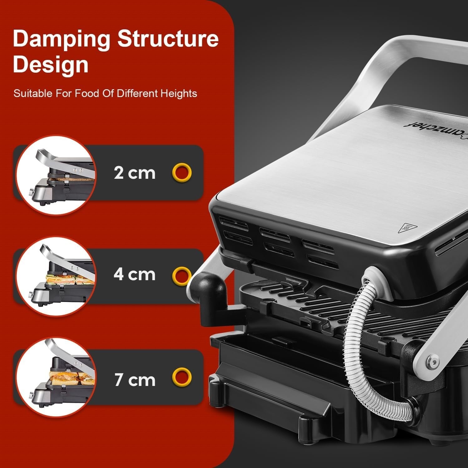 4-in-1 Electric Panini Press Waffle Sandwich Grill Adjustable Temp 2000W