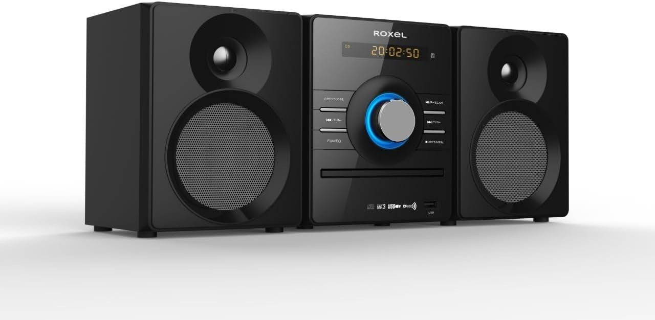 Compact Bluetooth Hi-Fi Stereo System CD USB FM Radio AUX Remote 25W