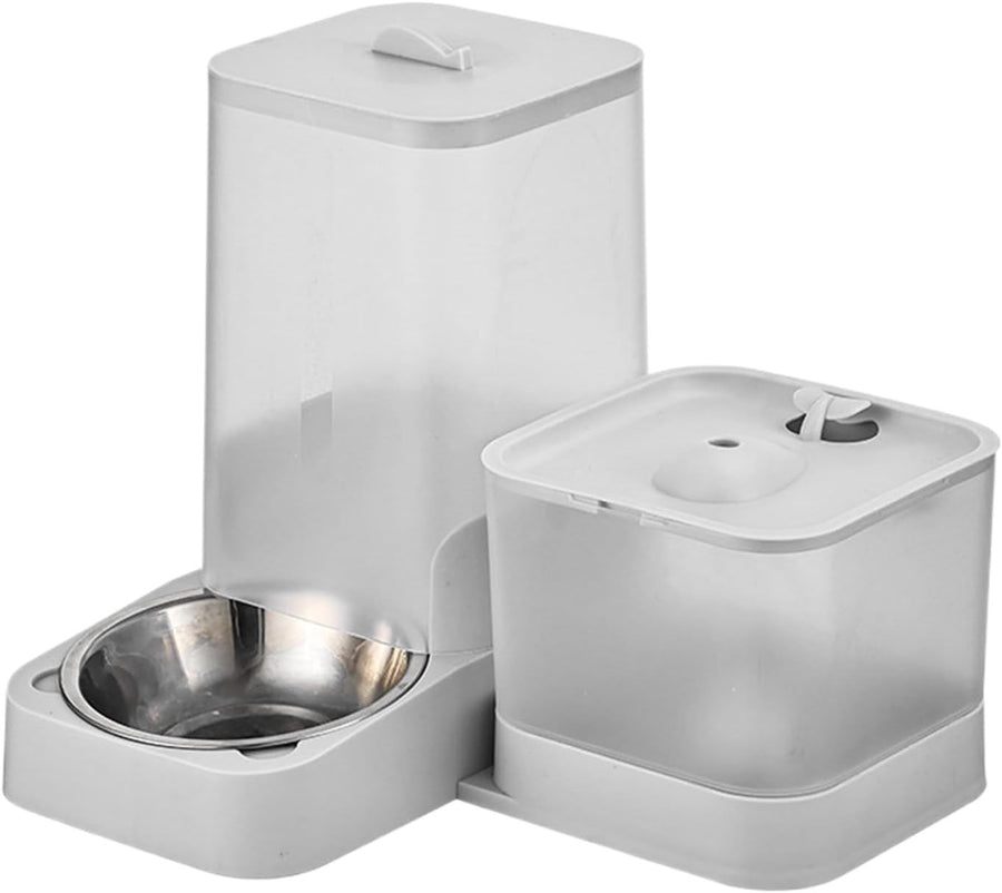 2 in 1 Automatic Cat Feeder Water Fountain 3L Food 2L Tank Grey