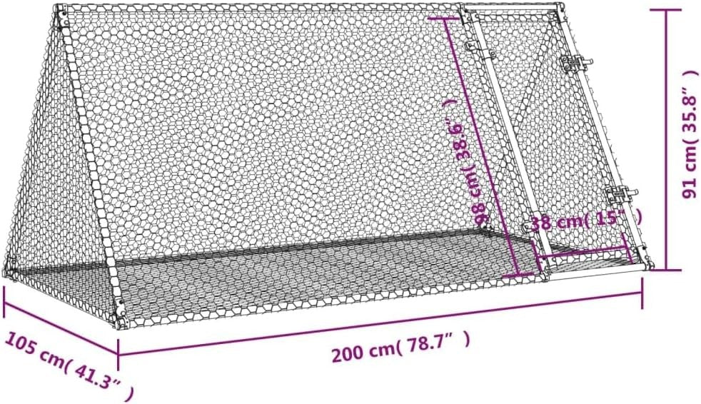 Large Outdoor Rabbit Run Galvanised Steel Hutch Enclosure Secure Mesh