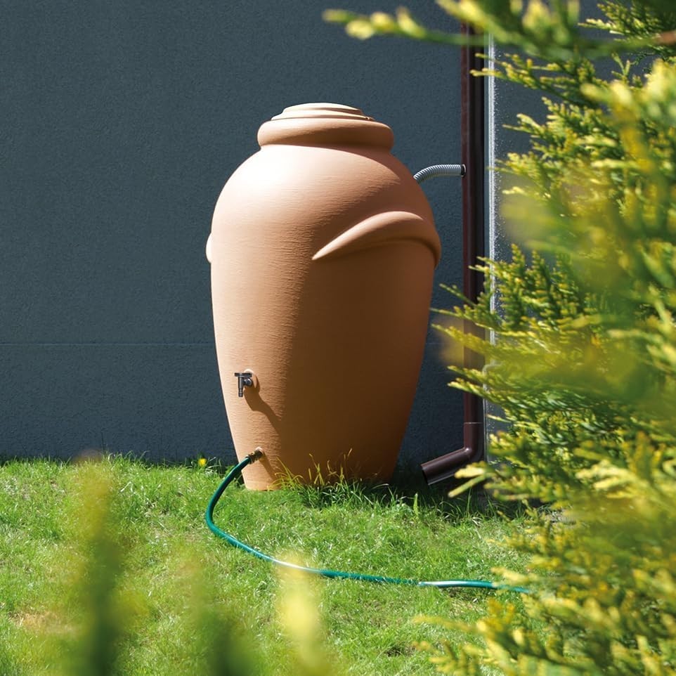 360L Red Brick Garden Water Butt with Tap & Complete Connection Kit