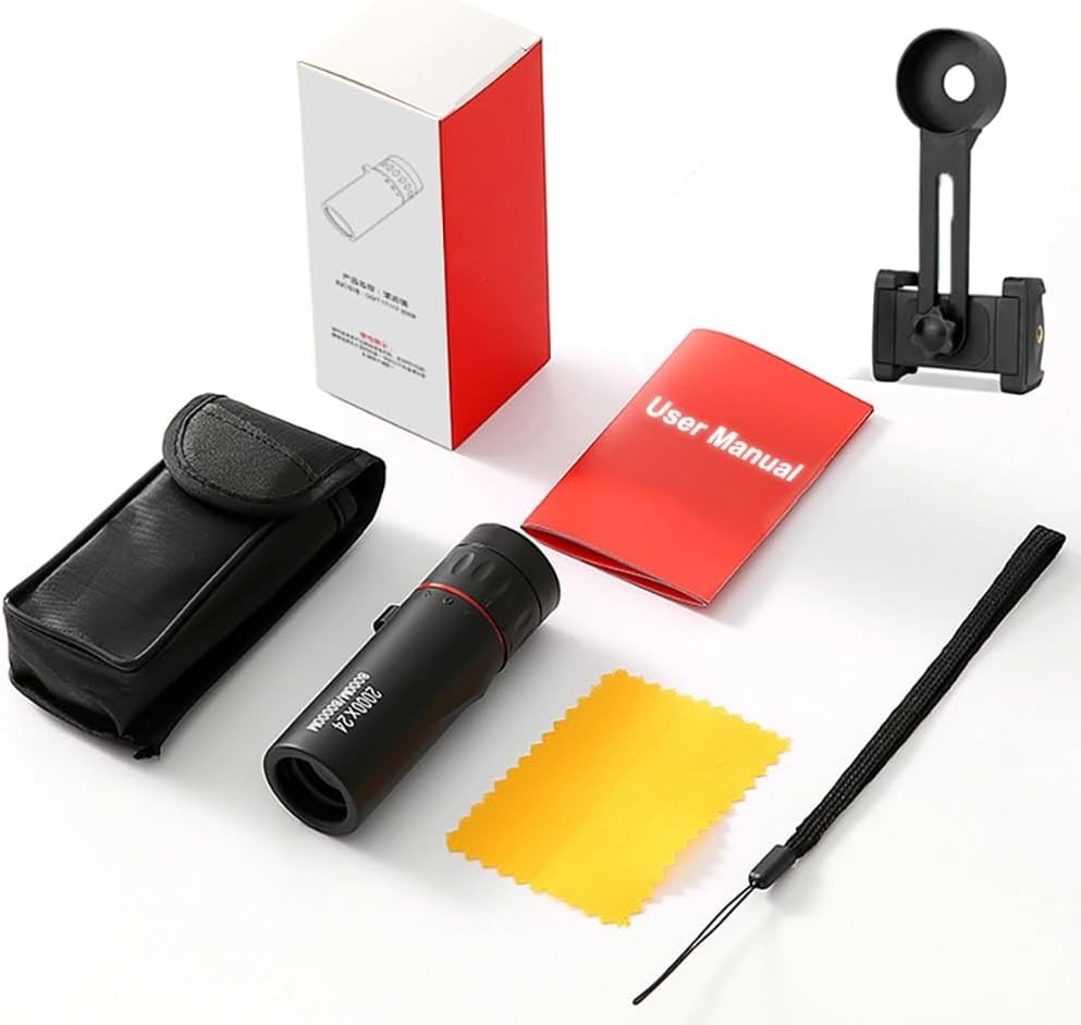 28X Zoom Monocular Black High Power Telescope with Smartphone Holder