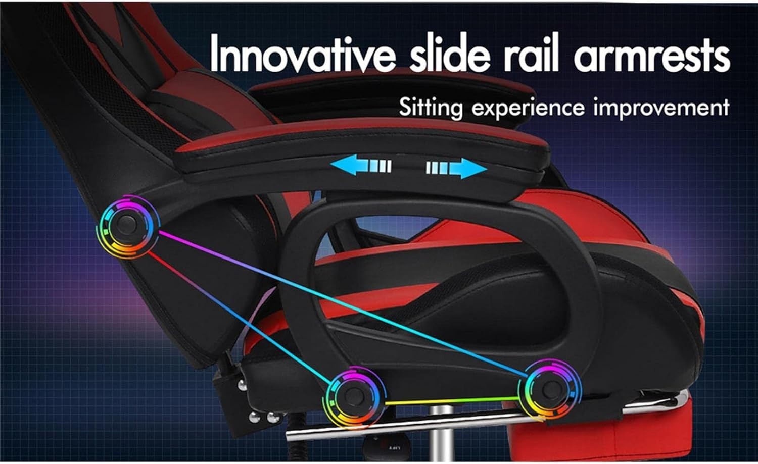 Gaming Chair Red PC Computer Racing Seat LED RGB Light $180$kg Recliner Massage