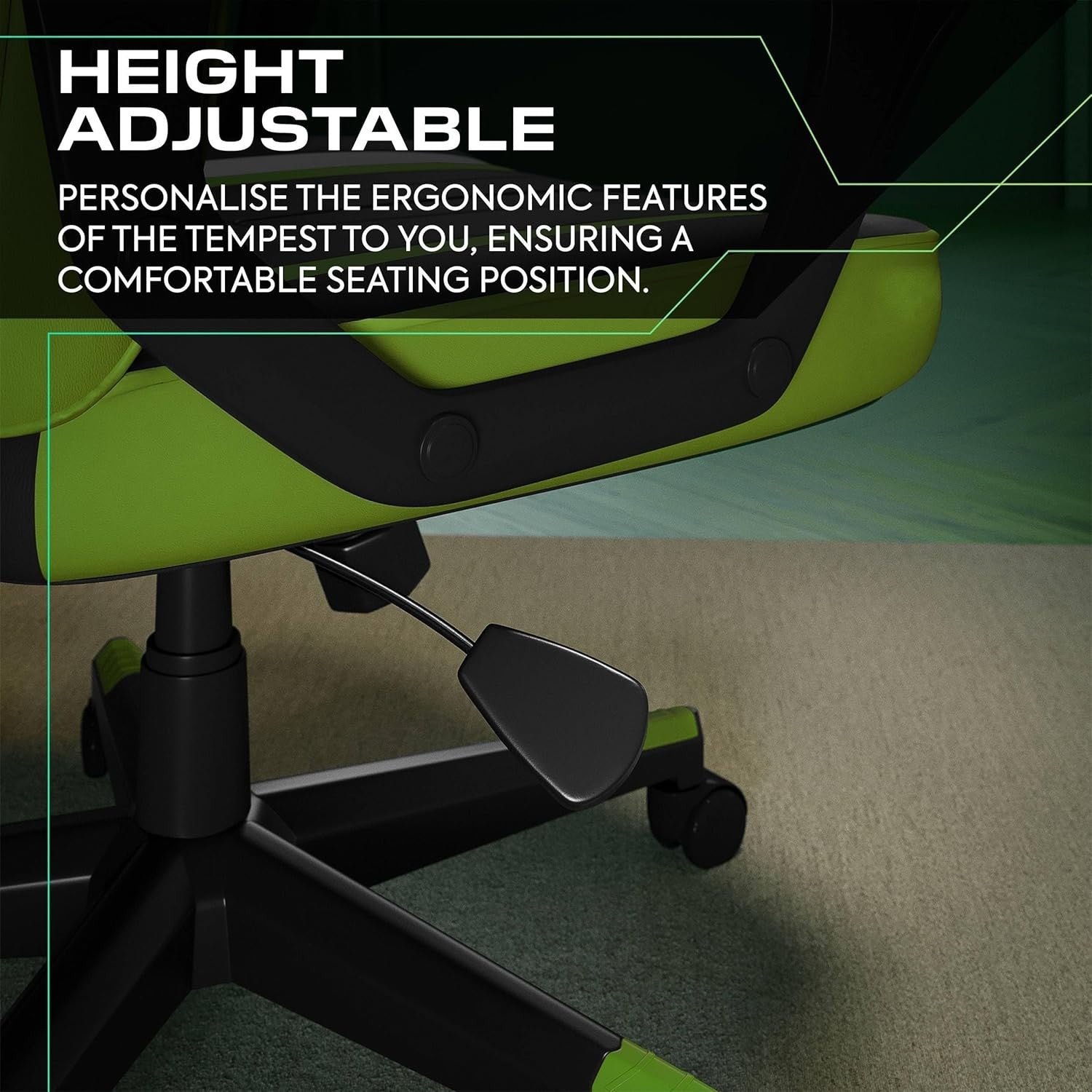 Ergonomic Gaming Chair High Back Wide Seat Green