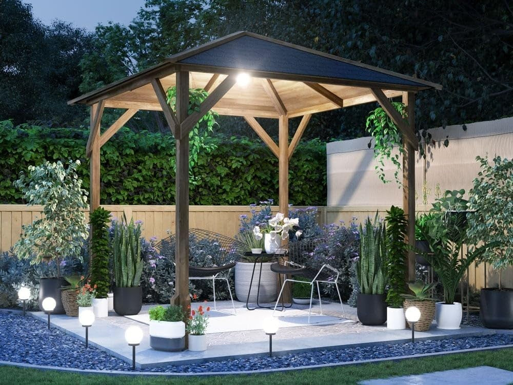 2x2M Wooden Garden Gazebo Heavy Duty Shelter Pressure-Treated Spruce