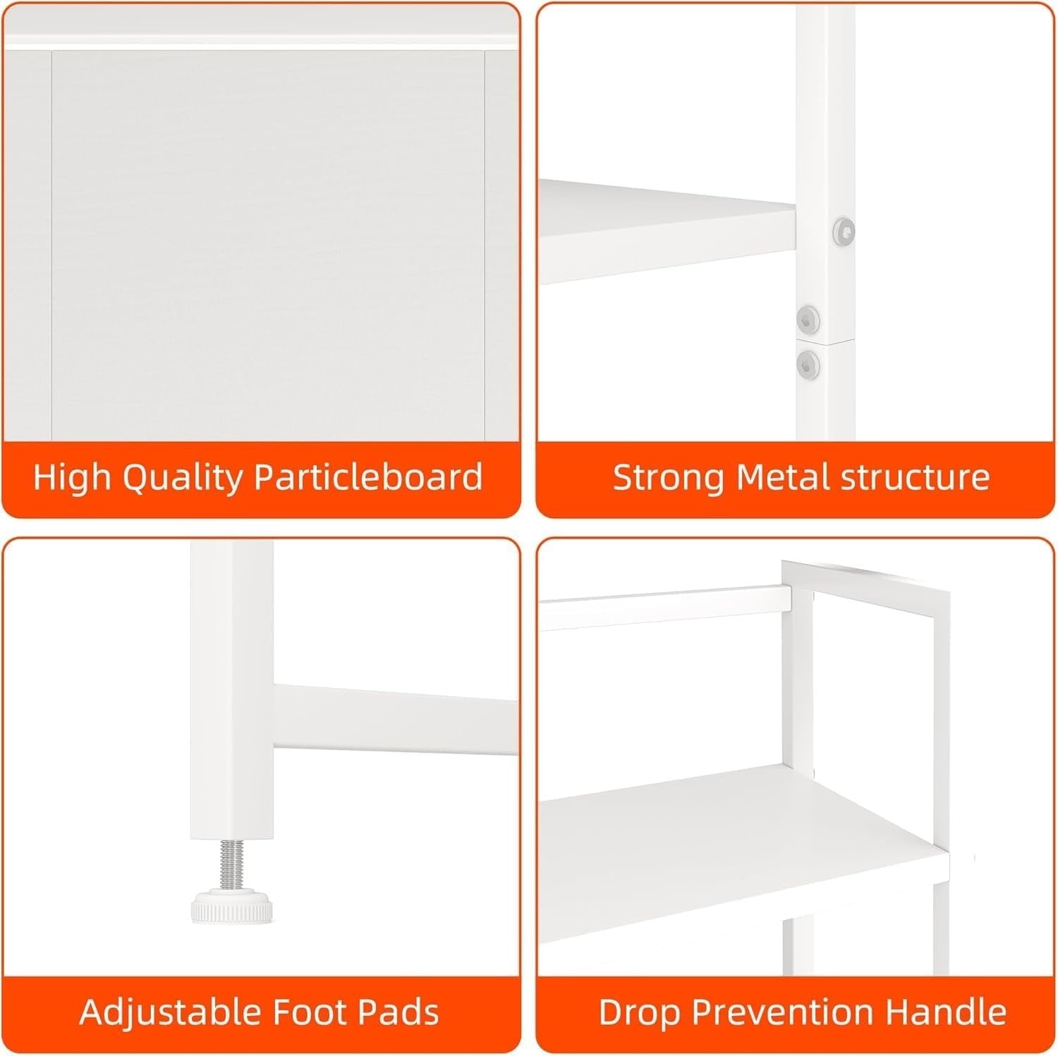 White Desk Hutch Shelf 41.3" 3-Tier Desktop Organizer with Drawer for Monitor