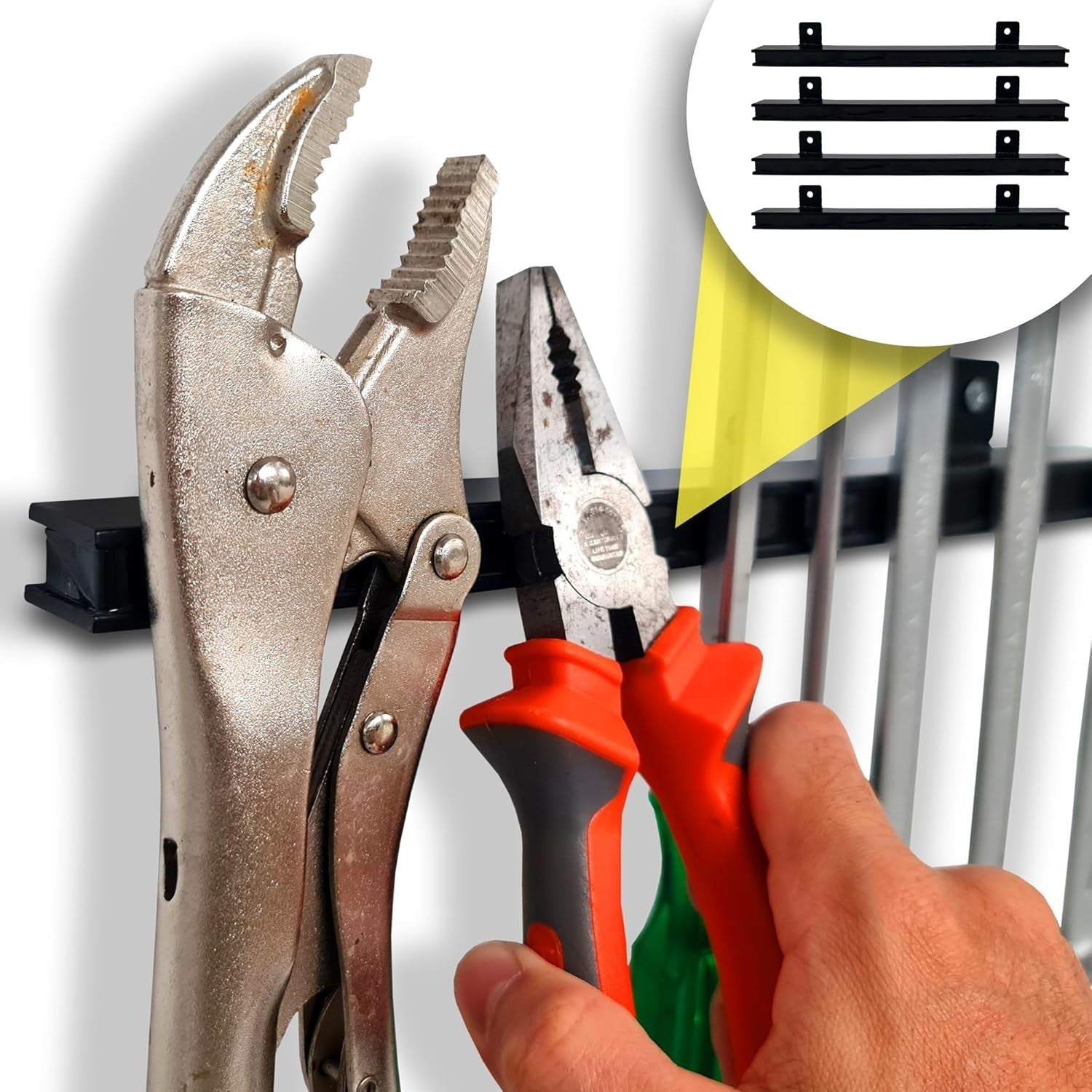 4-Pack Magnetic Tool Holder 48" Heavy-Duty Black Wall Mount