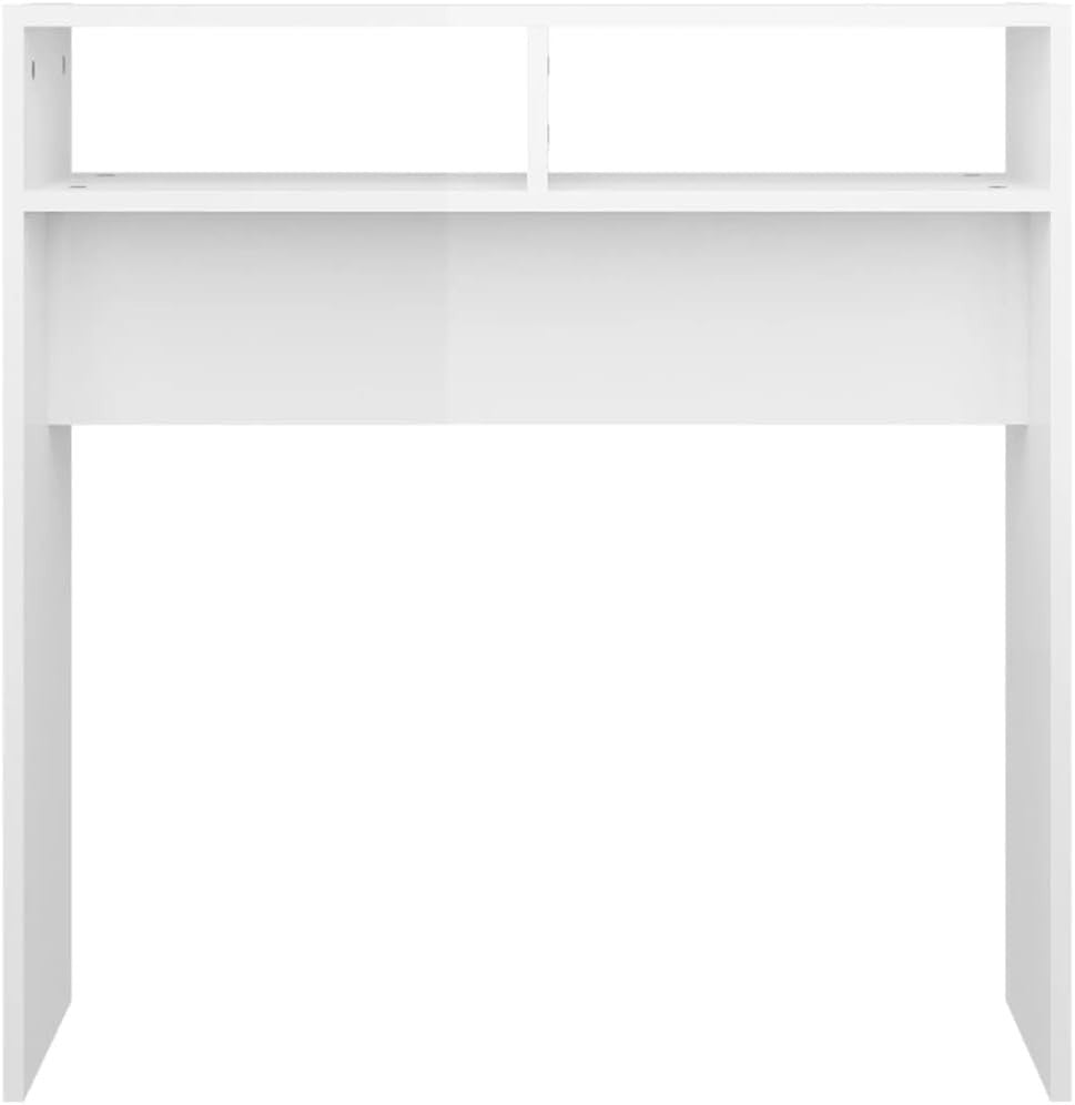 Modern High Gloss White Console Table with Storage - 78x30x80 cm Desk