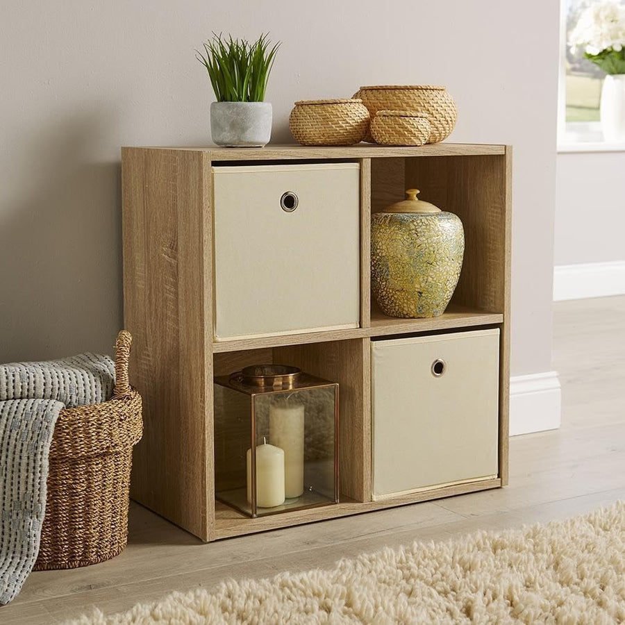 4 Cube Storage Shelf Wooden Bookcase Display Unit Oak Effect 60cm