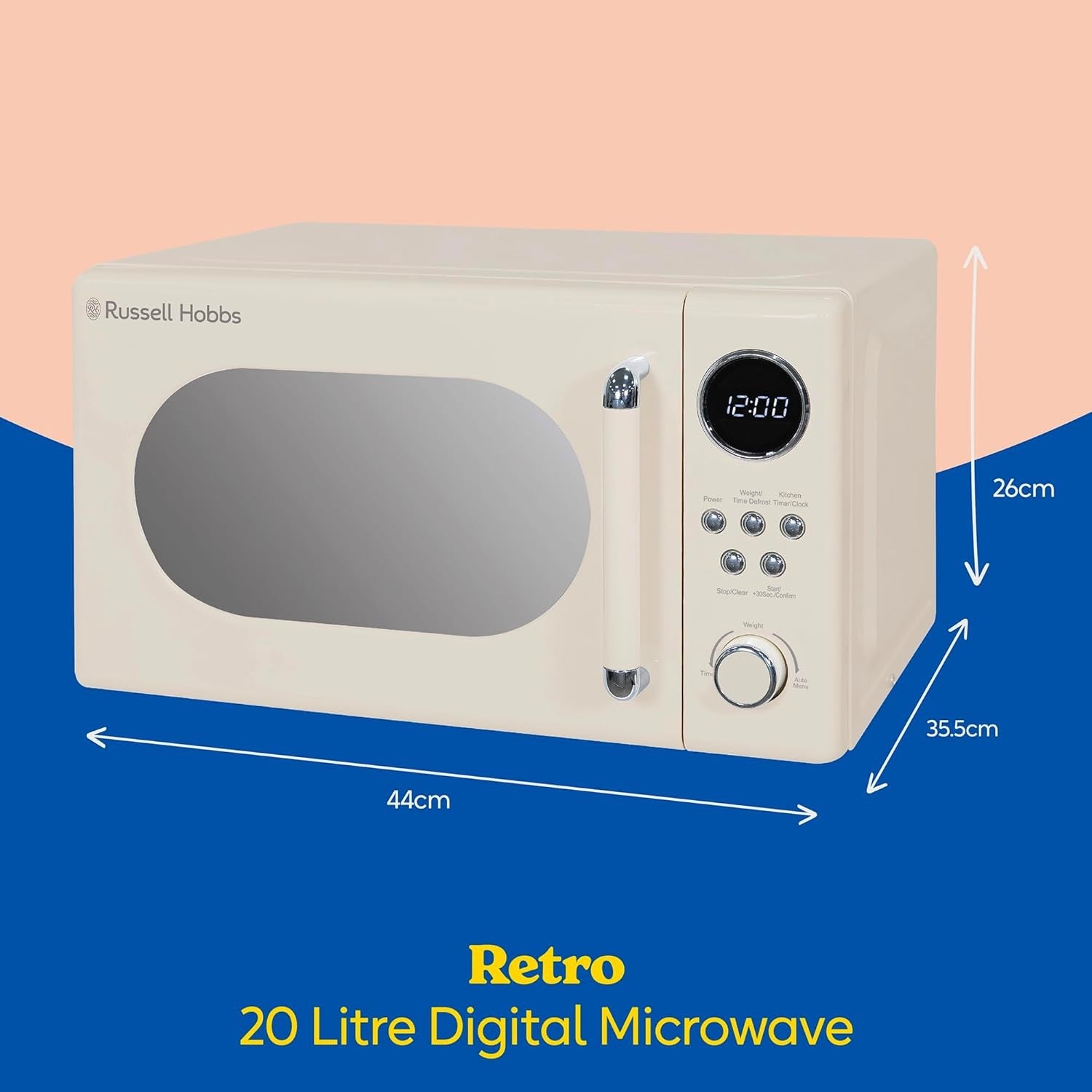 20L Retro Microwave 800W Digital 8 Auto Cook Cream