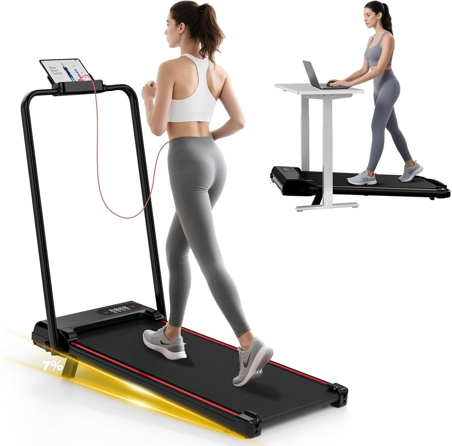 Compact Foldable Walking Treadmill 7% Incline 2.5HP LED Home Gym