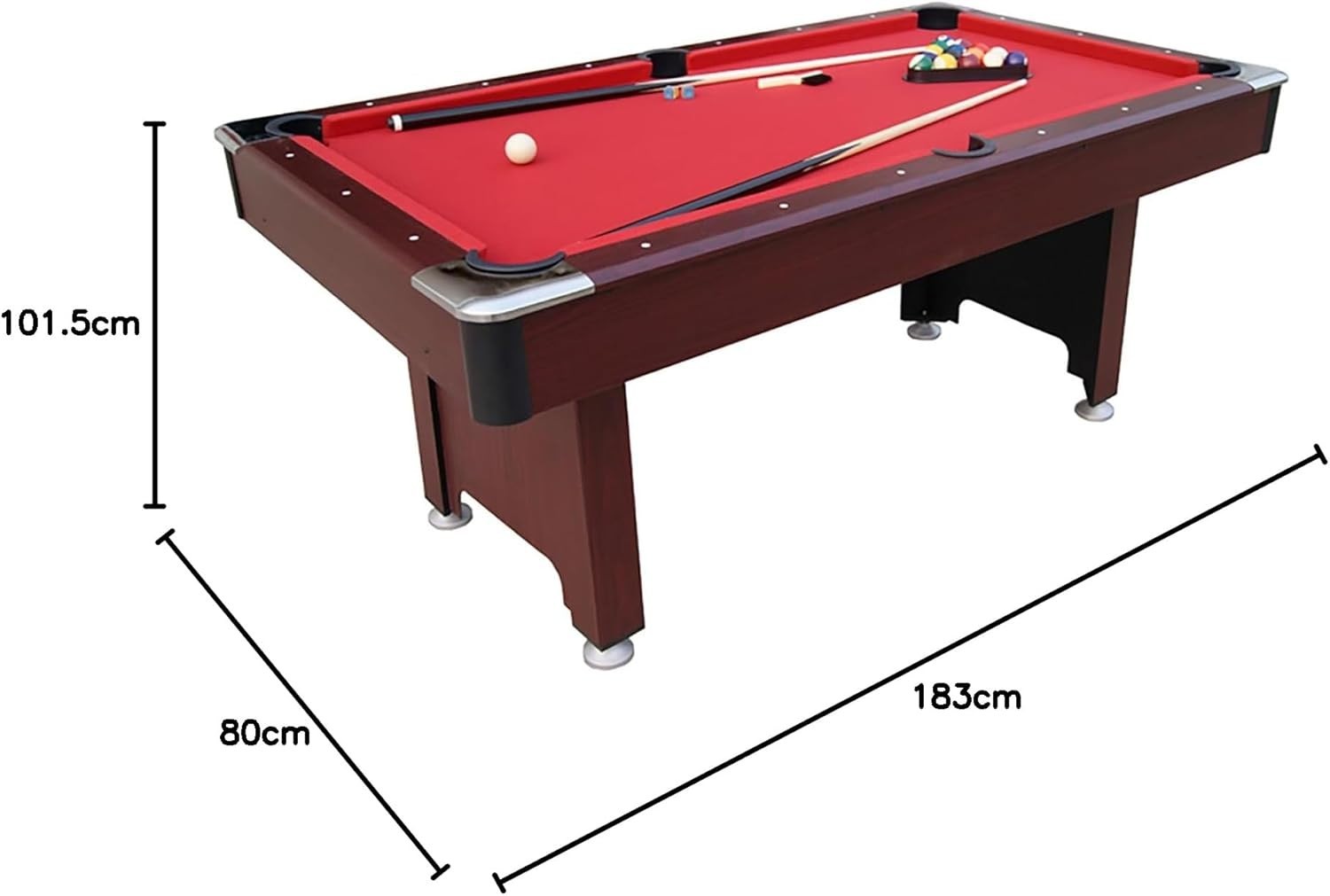 6FT Pool Table with Ball Return System Full Size Billiards Set