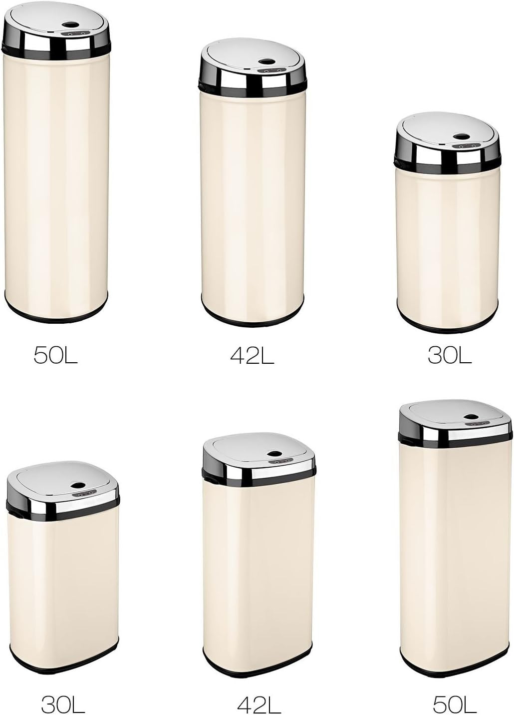 42L Automatic Sensor Kitchen Bin Stainless Steel Cream Touchless