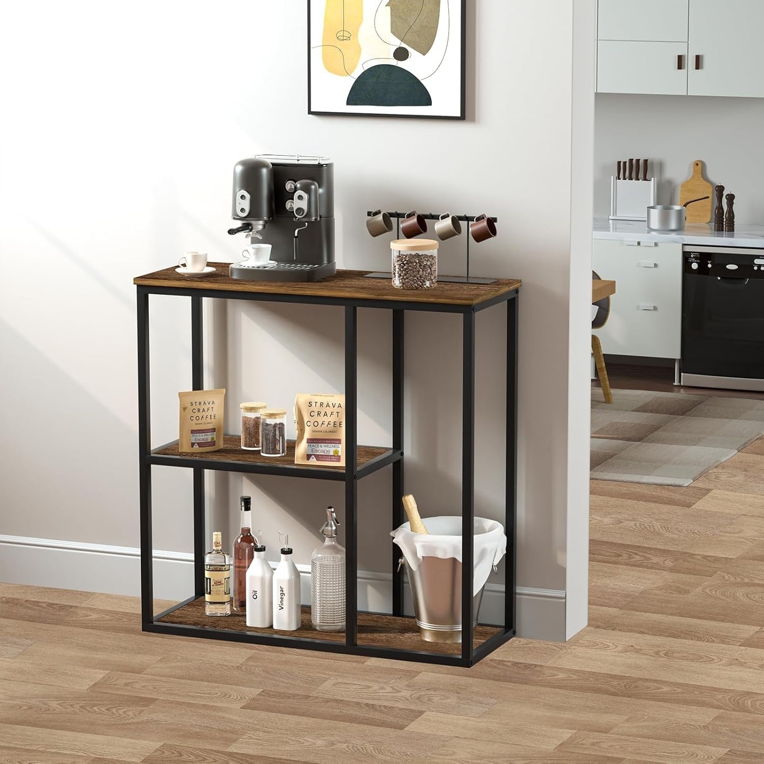 Small Console Table 80x30x80cm | Storage Shelves | Modern Entryway Organizer
