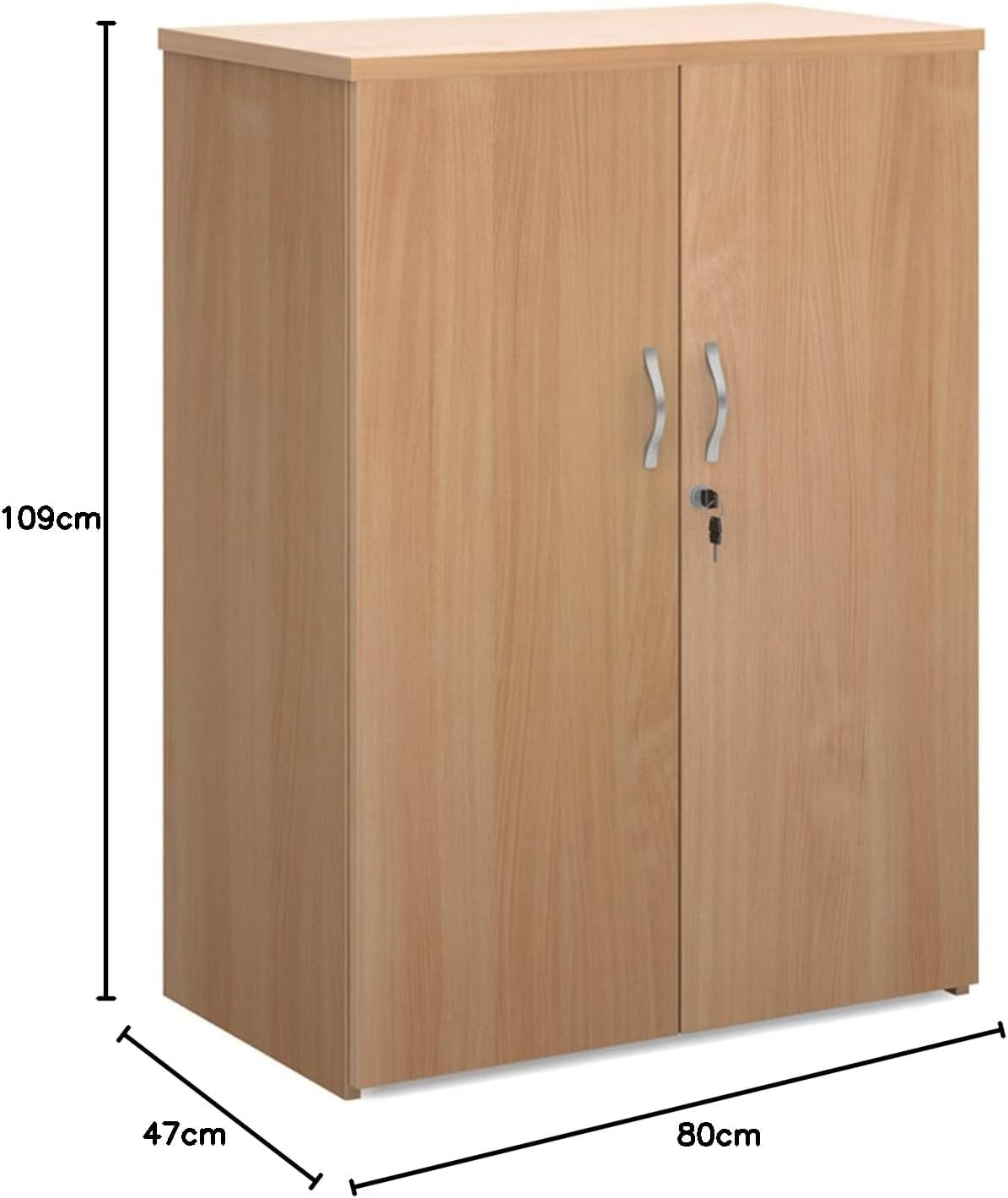 Beech Double Door Office Cupboard Lockable Storage Cabinet with Shelves