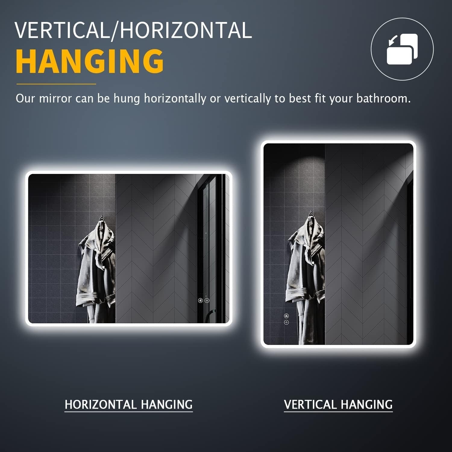 LED Bluetooth Bathroom Mirror 80x60cm Anti-Fog Shaver Socket Touch Dimmer