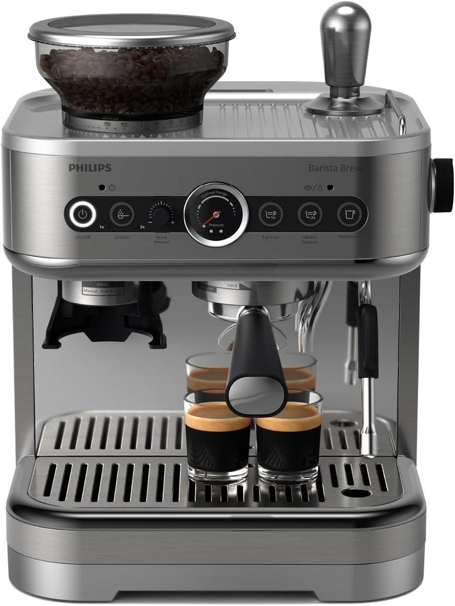 Semi Automatic Espresso Coffee Machine | 280g Bean Grinder | Dual Shot 1350W