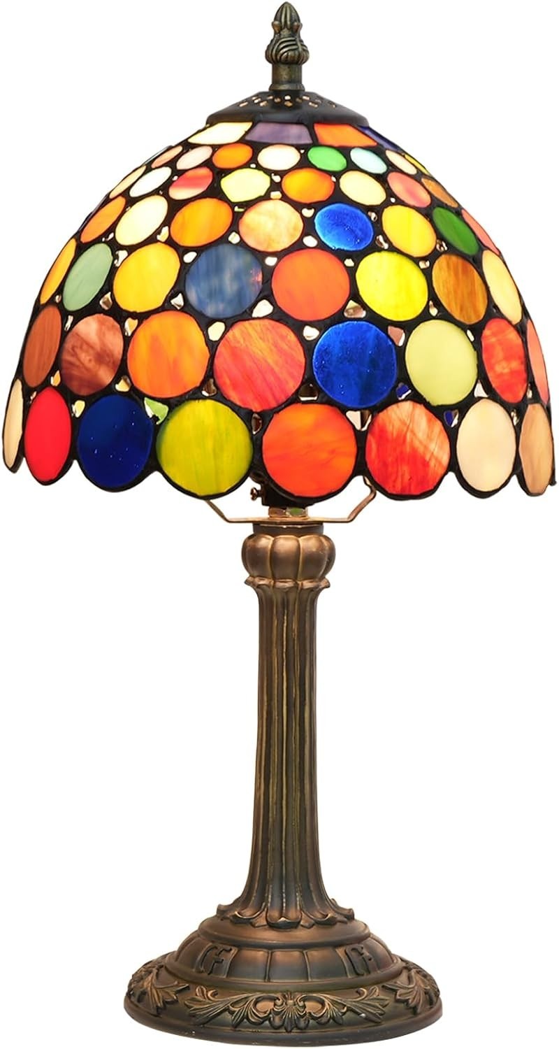Multicolor Stained Glass Table Lamp Retro Bedroom Office Desk Night Light