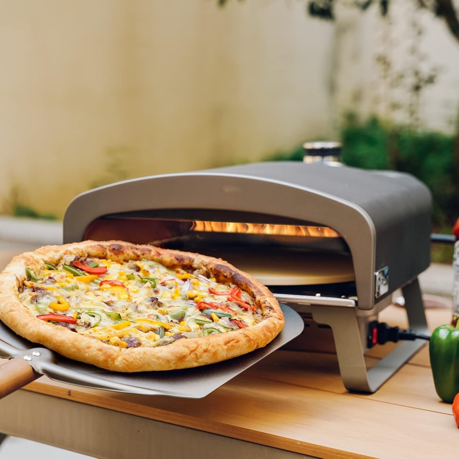 Outdoor Gas Pizza Oven 13 Auto Rotating Stone | Propane BBQ Grill with Regulator