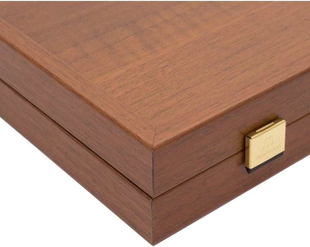 Compact Wooden Backgammon Set Luxury Inlaid Board Game Travel Case