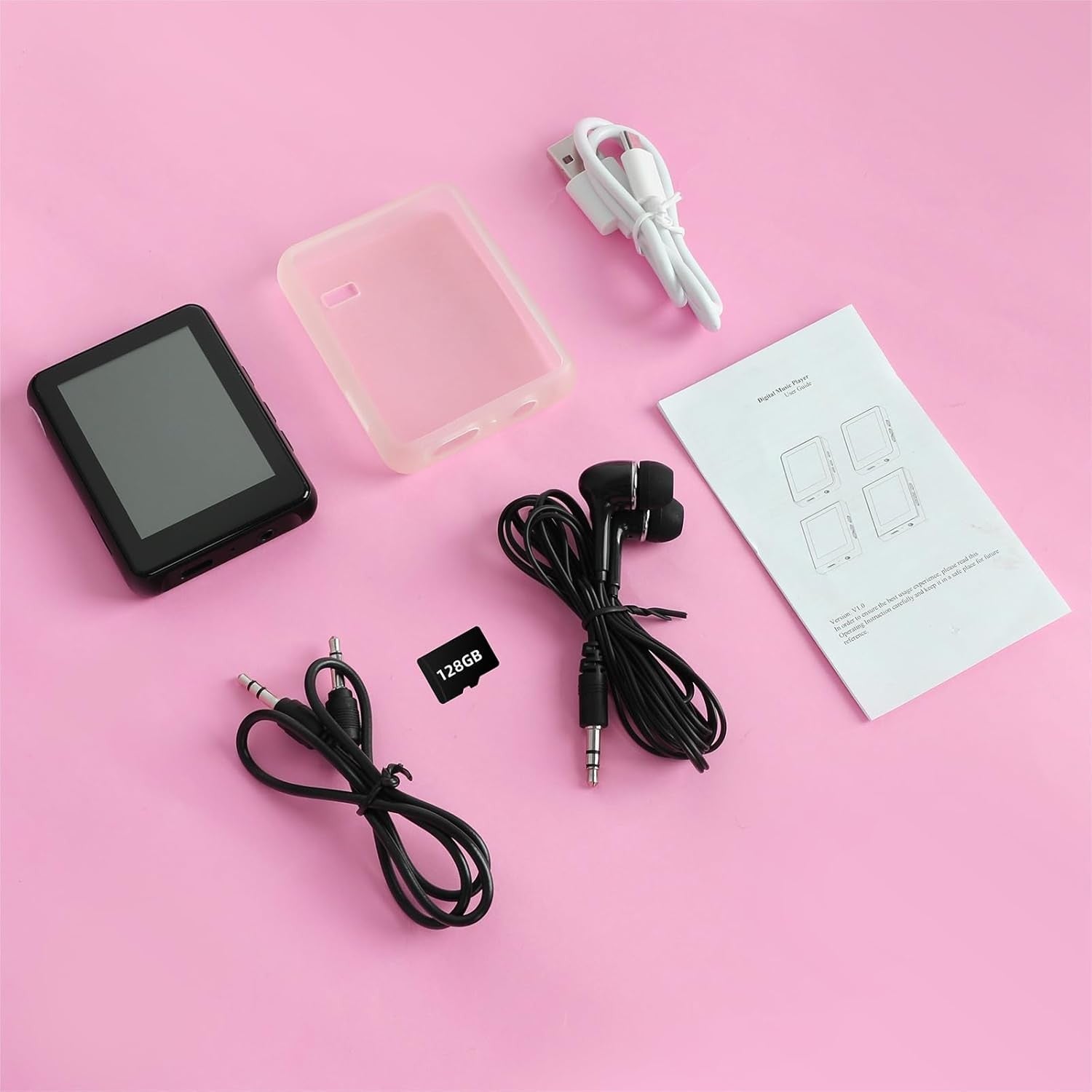 128GB MP3 Player Bluetooth 2.4" Touch Screen FM HiFi Black