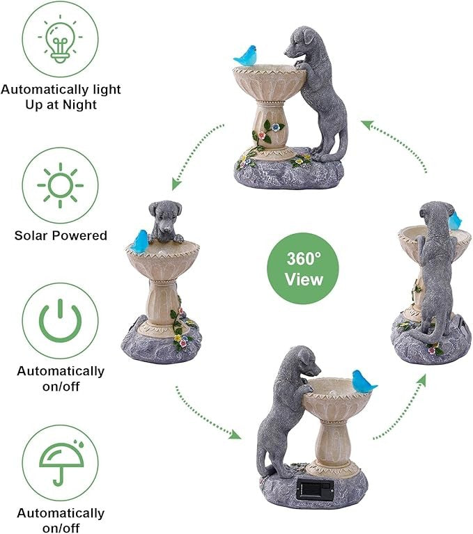 Dachshund Dog Bird Bath Garden Statue – Outdoor Ornament Sculpture Gift